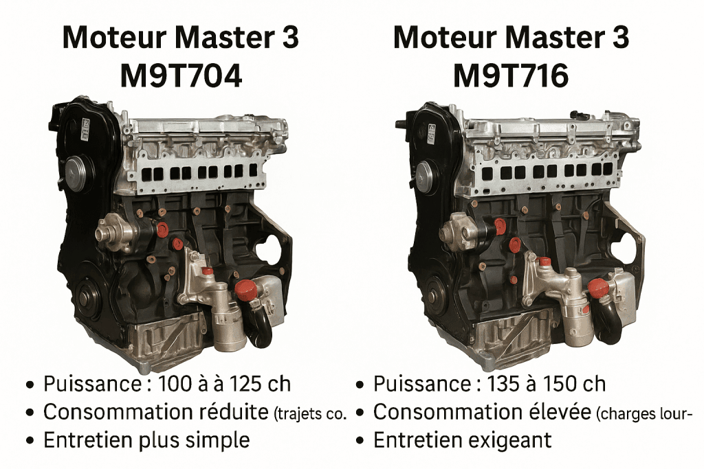 Comparatif moteur M9T704 vs M9T716 Renault Master 3